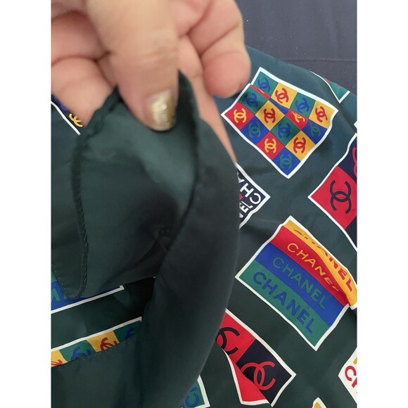 Chanel Multi-Color Signature Block Logo 100% Silk Square Scarf - Picture 3 of 4